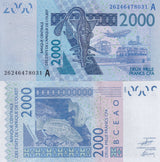 WAS Ivory Coast 2000 Francs 2026 P 116A New Groupers UNC , West african states