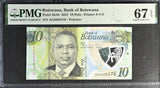 Botswana 10 Pula 2022 P 36Ab Polymer Superb Gem UNC PMG 67 EPQ
