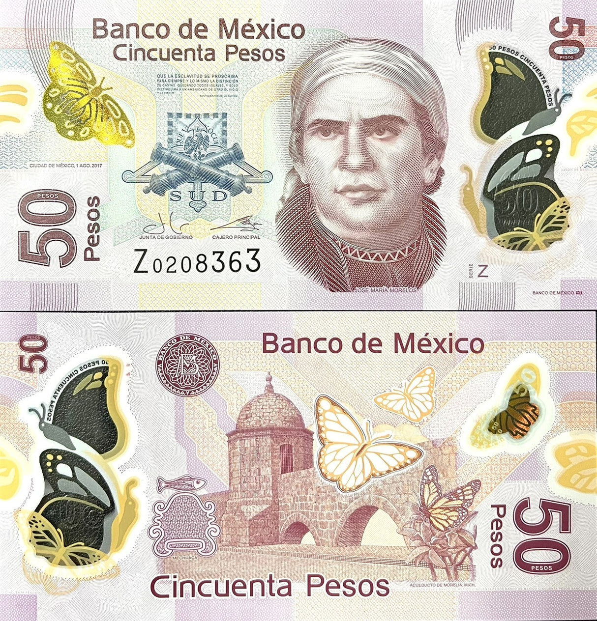 Mexico 50 Pesos 2017 P 123 Series Z Polymer UNC