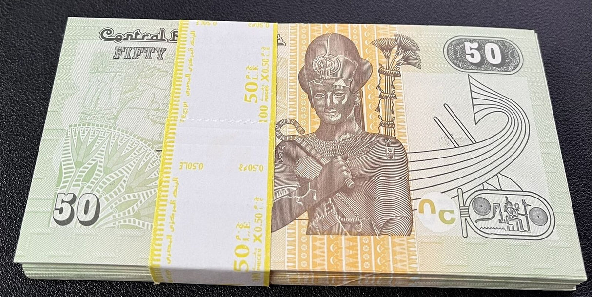 Egypt 50 Piastre 2017 P 70 UNC LOT 100 PCS 1 Bundle
