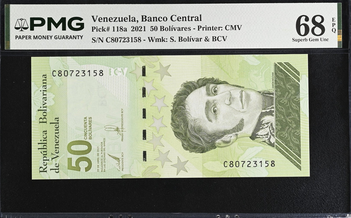 Venezuela 50 Digitales Bolivares 2021 P 118 a Superb Gem UNC PMG 68 EPQ TOP POP
