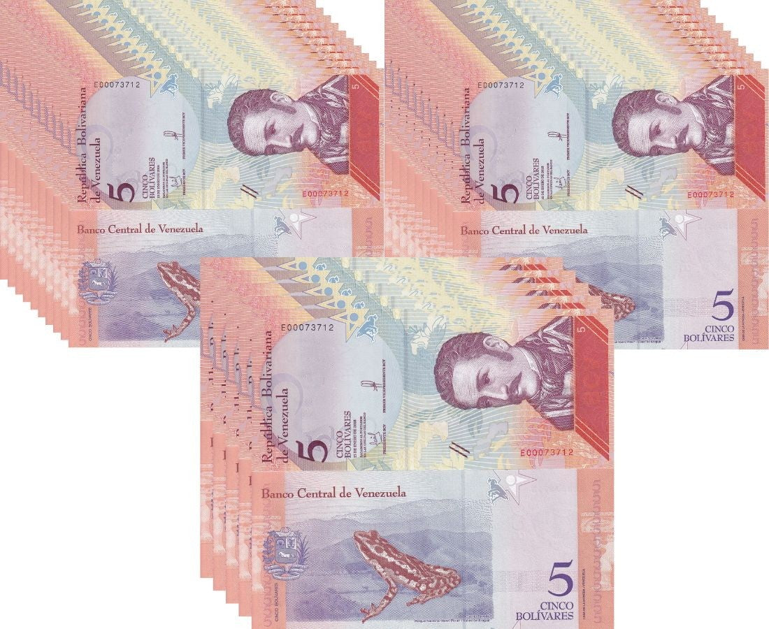 Venezuela 5 Bolivares 2018 P 102 UNC LOT 25 PCS 1/4 BUNDLE