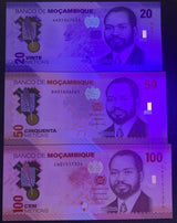 Mozambique set 3 UNC 20 50 100 Met. 2024 Polymer P 155 156 157 LOT 3 SETS 9 Pcs
