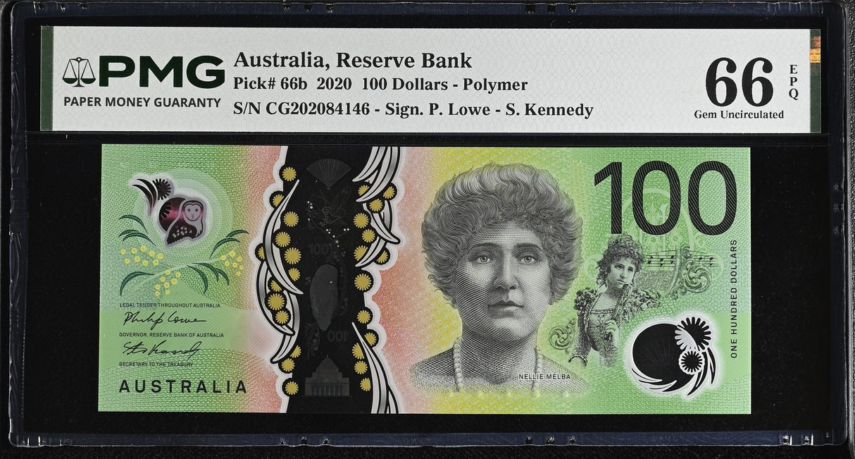 Australia 100 Dollars 2020 P 66 b Gem UNC PMG 66 EPQ