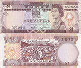 Fiji 1 Dollar ND 1980 P 76 UNC Elizabeth II, Suva market, passenger ship