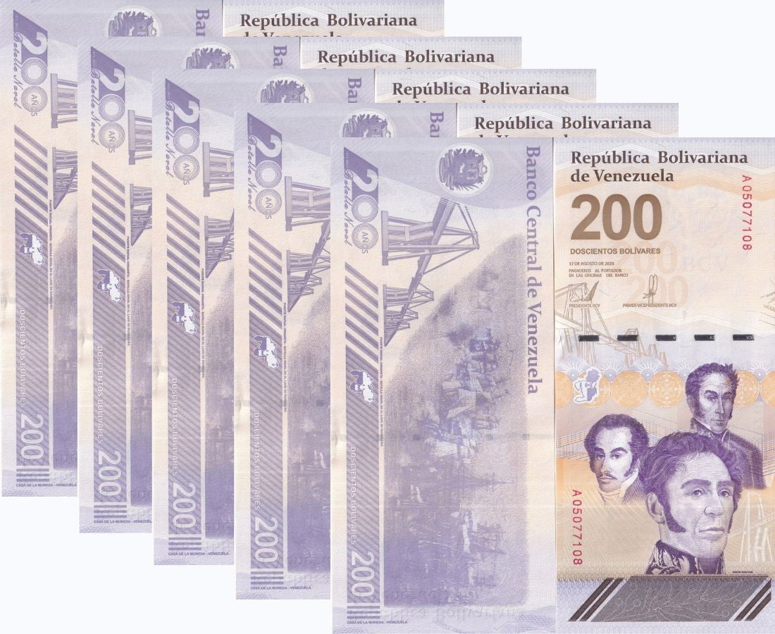 Venezuela 200 Bolivares Digitales 2023/2024 P 120 UNC LOT 5 PCS