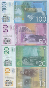 Serbia Set 4 Pcs 10 20 50 100 Dinara RANDOM DATE P 54 55 56 57 AU-UNC