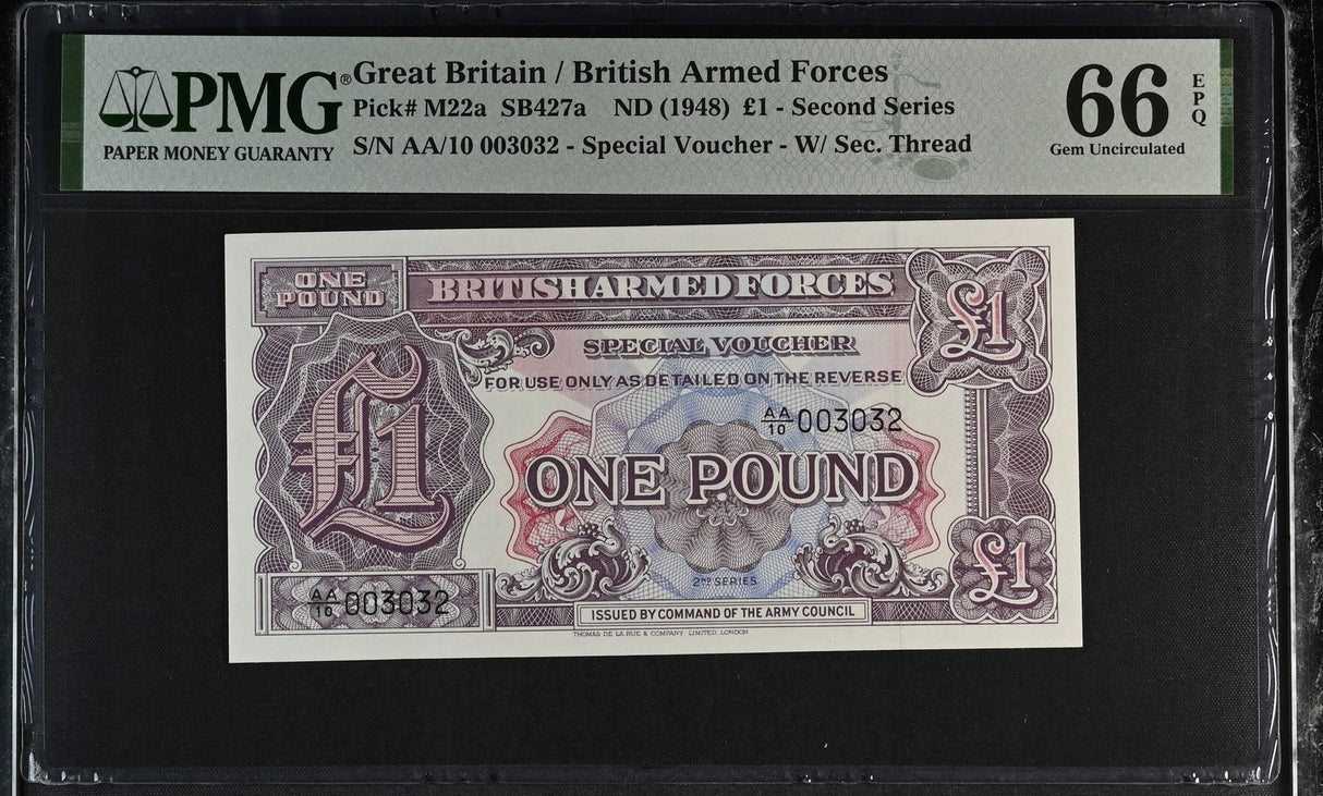 Great Britain 1 Pound ND 1948 P M22 a Gem UNC PMG 66 EPQ