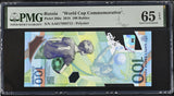 Russia 100 Rubles 2018 Football Comm. Polymer P 280 a GEM UNC PMG 65 EPQ
