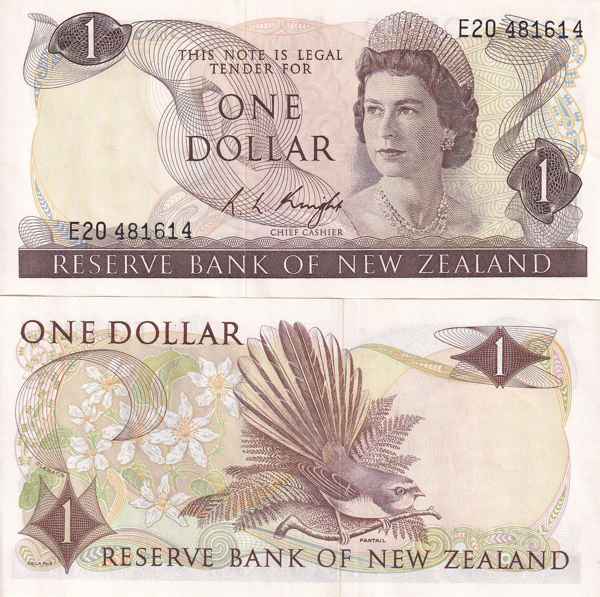New Zealand 1 Dollar ND 1967-1981 P 163 c UNC