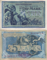 Germany 5 Mark 1904 P 8 a # 6 digit AUnc Dragon, Reichsschuldenverwaltung