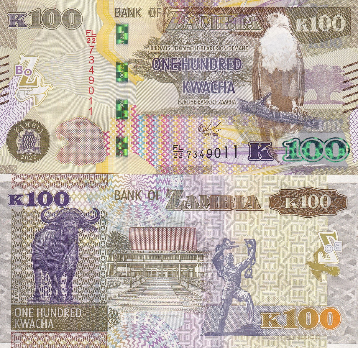 Zambia 100 Kwacha 2022 P 61 UNC