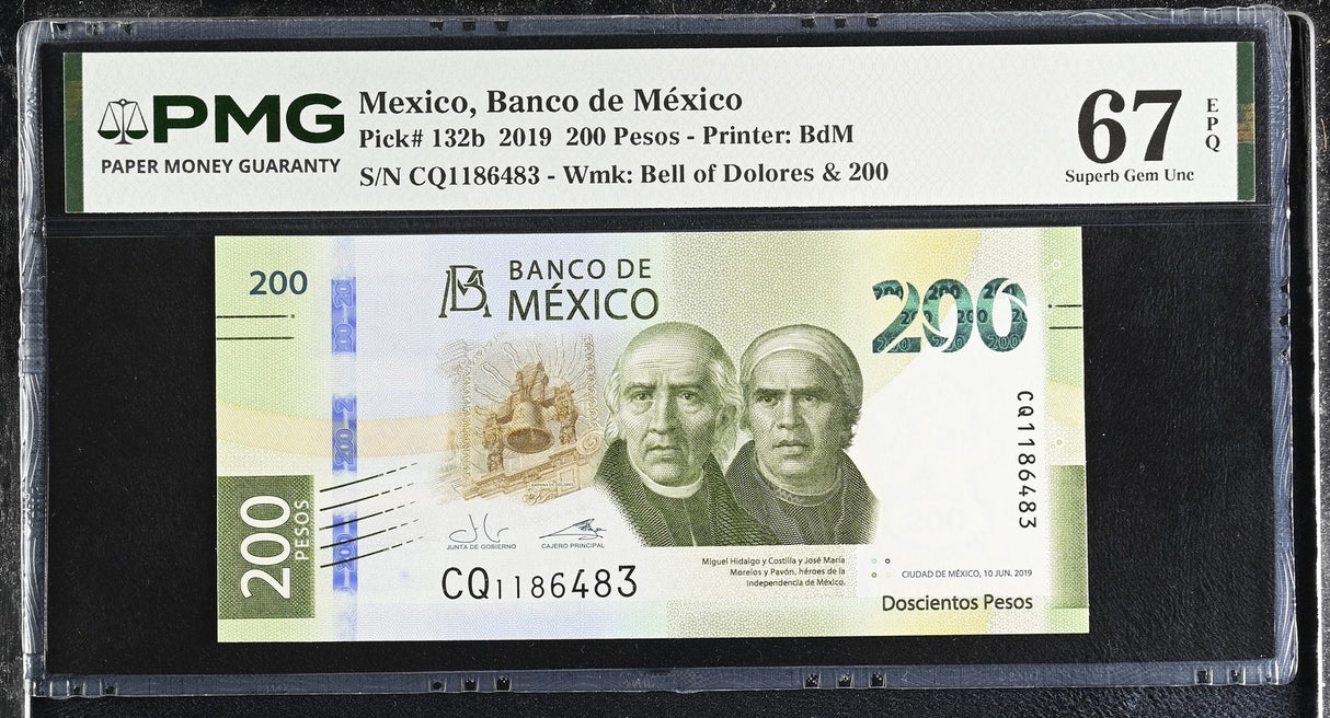 Mexico 200 Pesos 2019 P 132 b Superb Gem UNC PMG 67 EPQ