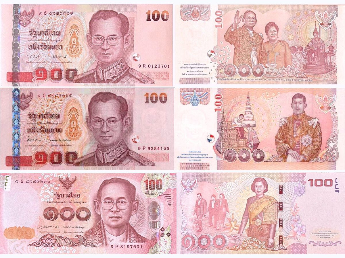 Thailand SET 3 UNC 100 Baht ND 2010-2015 P 123 126 127 Commemorative