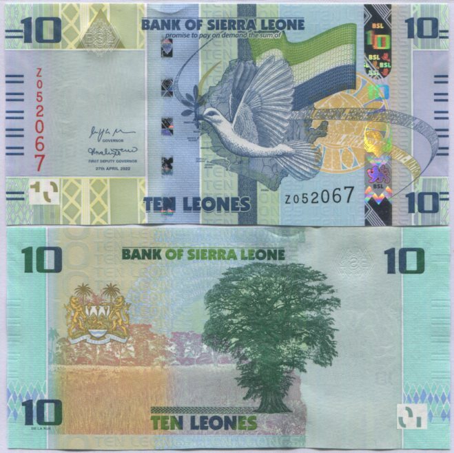 Sierra Leone 10 Leones 2022 P 37 Design (CUT ZERO) Z Replacement UNC