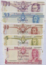 Argentina Set 5 Pcs 5 10 50 100 PESO FANTASY SAN MARTIN