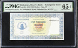 Zimbabwe 5000 Dollars 2003 P 21 c AA Emergency Issue Gem UNC PMG 65 EPQ
