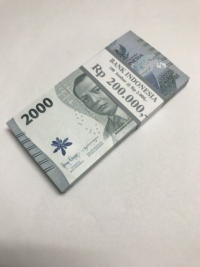 Indonesia 2000 Rupiah Random Year P 163 UNC Lot 100 Pcs 1 Bundle
