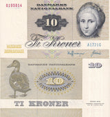 Denmark 10 Kroner 1972 P 48 a UNC