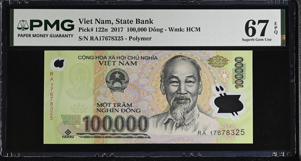 Vietnam 100000 Dong 2017 Polymer P 122 n Superb Gem UNC PMG 67 EPQ