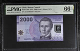 Chile 2000 Pesos 2015 P 162 e Polymer Gem UNC PMG 66 EPQ