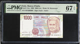 Italy 1000 Lire 1990 P 114 c Superb Gem UNC PMG 67 EPQ