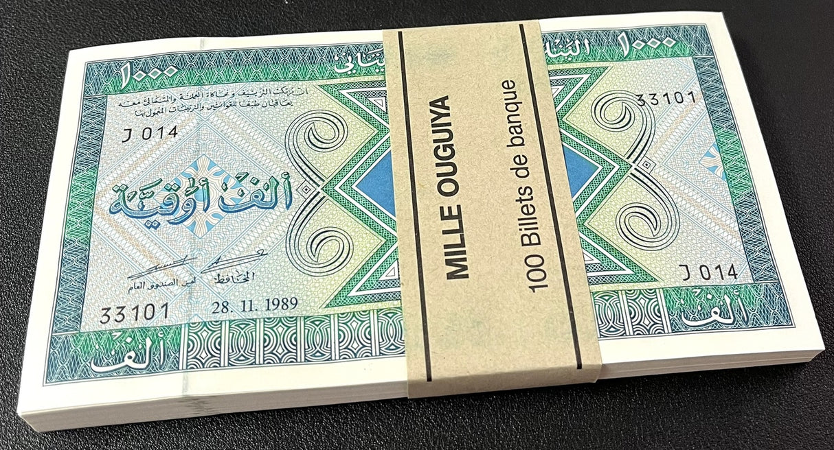 Mauritania 1000 Ouguiya 1989 P 7A P NL Camel & Ship 2024 LOT 100 UNC 1 Bundle