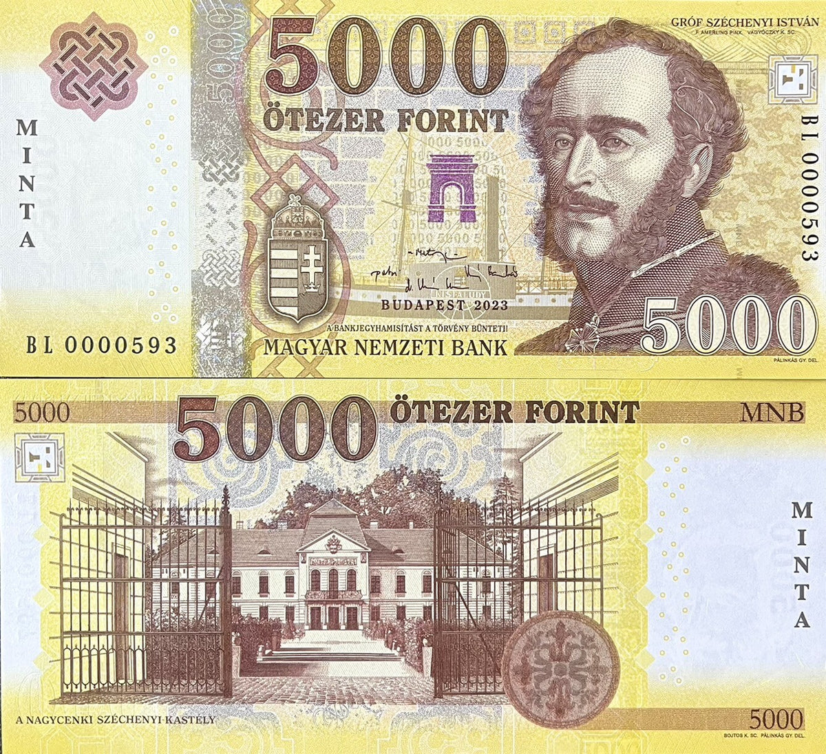 Hungary 5000 Forint 2023 MINT Overprint Specimen P 205 UNC , Magyar Nemzeti Bank