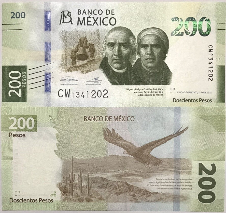 Mexico 200 Pesos 2022 Mixed Sign & Random Series P 135 UNC