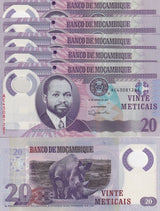 Mozambique 20 Meticais ND 2017 P 149 b Polymer UNC LOT 5 PCS