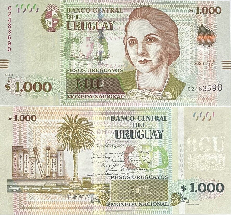 Uruguay 1000 Pesos Uruguayos 2020 P 98 UNC