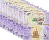 Madagascar 1000 Ariary 2025 P 100 New Sign UNC LOT 10 PCS