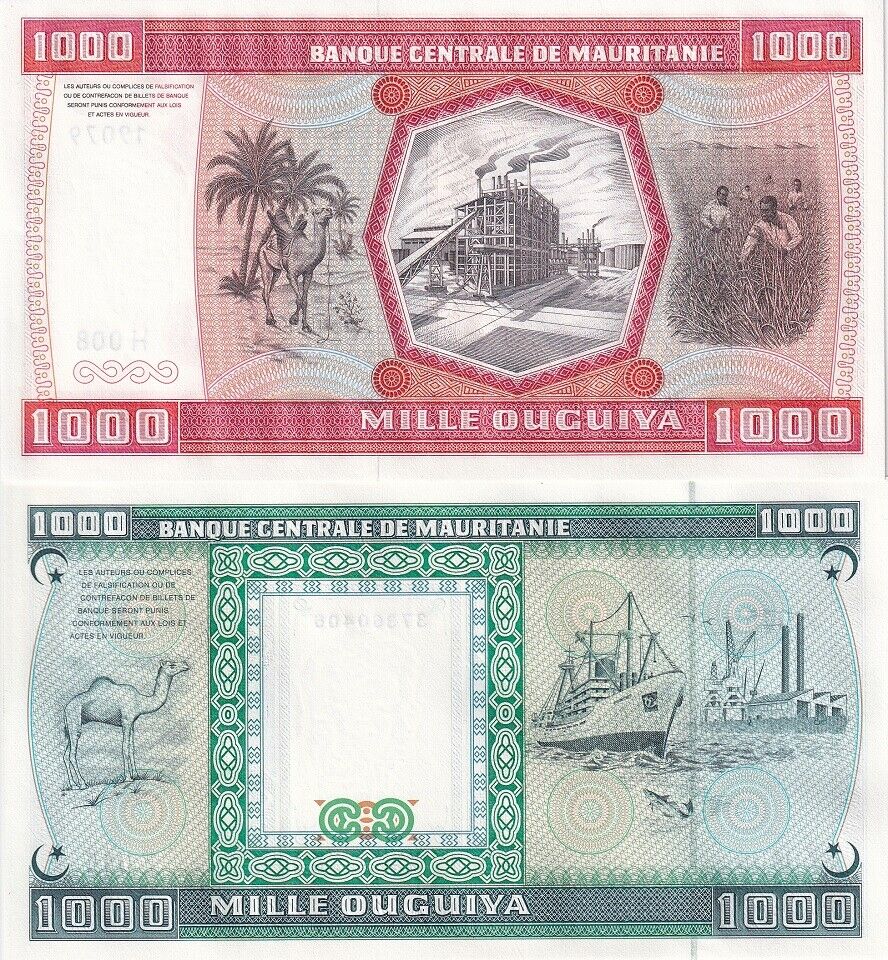 Mauritania SET 2 UNC 1000 Ouguiya 1981 1989 (2024) P 3D 7A P NL Camel Unissued