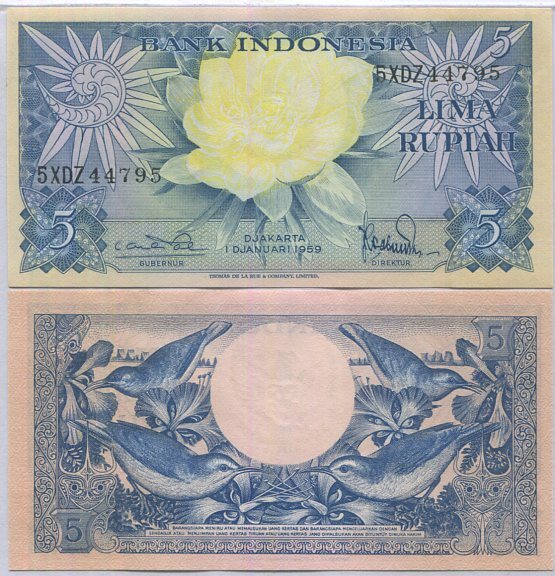 Indonesia 5 Rupiah 1959 P 65 UNC