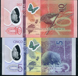 St. Thomas & Prince Set 2 UNC 5 10 Dobras 2016 P 70 71 Sao Tome Polymer