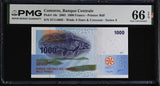Comoros 1000 Francs 2005 P 16 c Gem UNC PMG 66 EPQ , Coelacanth Canoe