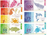 Lemuria Set 7 1 3 7 10 25 75 100 Lemuri 2013 /2020 polymer Fantasy Indian Ocean