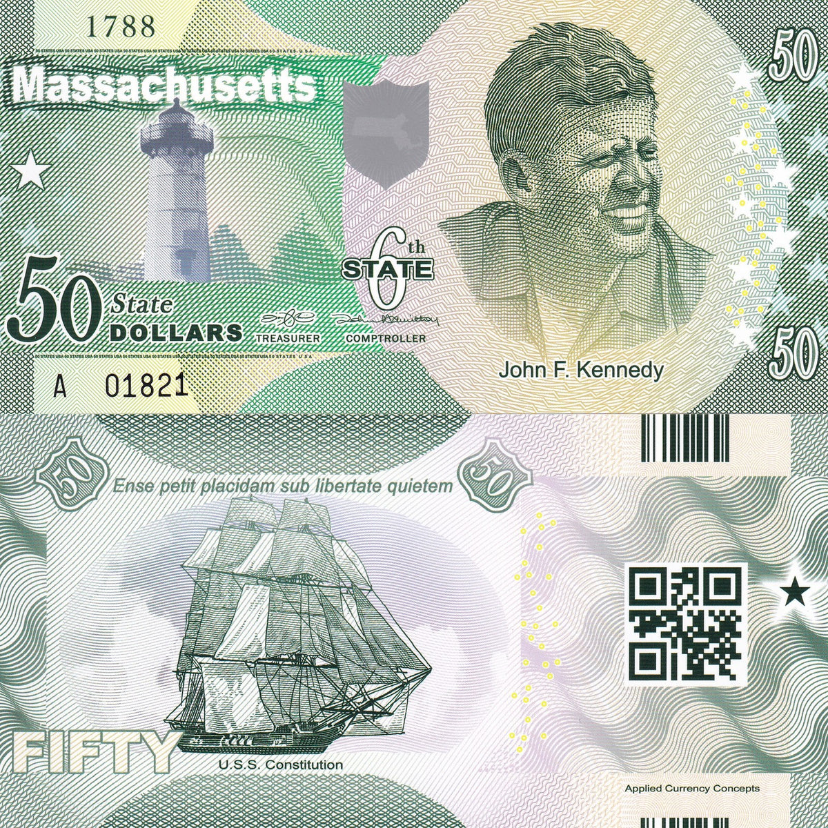 UNITED STATE USA. MASSACHUSETTS 50 D. 6th STATE ND 2014 JFK POLYMER Private issu