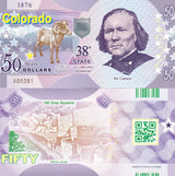 UNITED STATE USA. 50 DOLLARS 2019 POLYMER 38TH STATE Colorado UNC