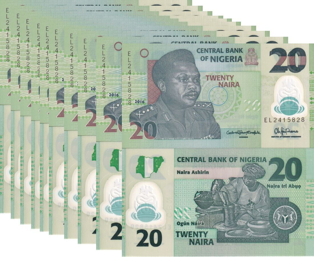 Nigeria 20 Naira 2016 P 34 a Polymer AUnc Lot 10 Pcs
