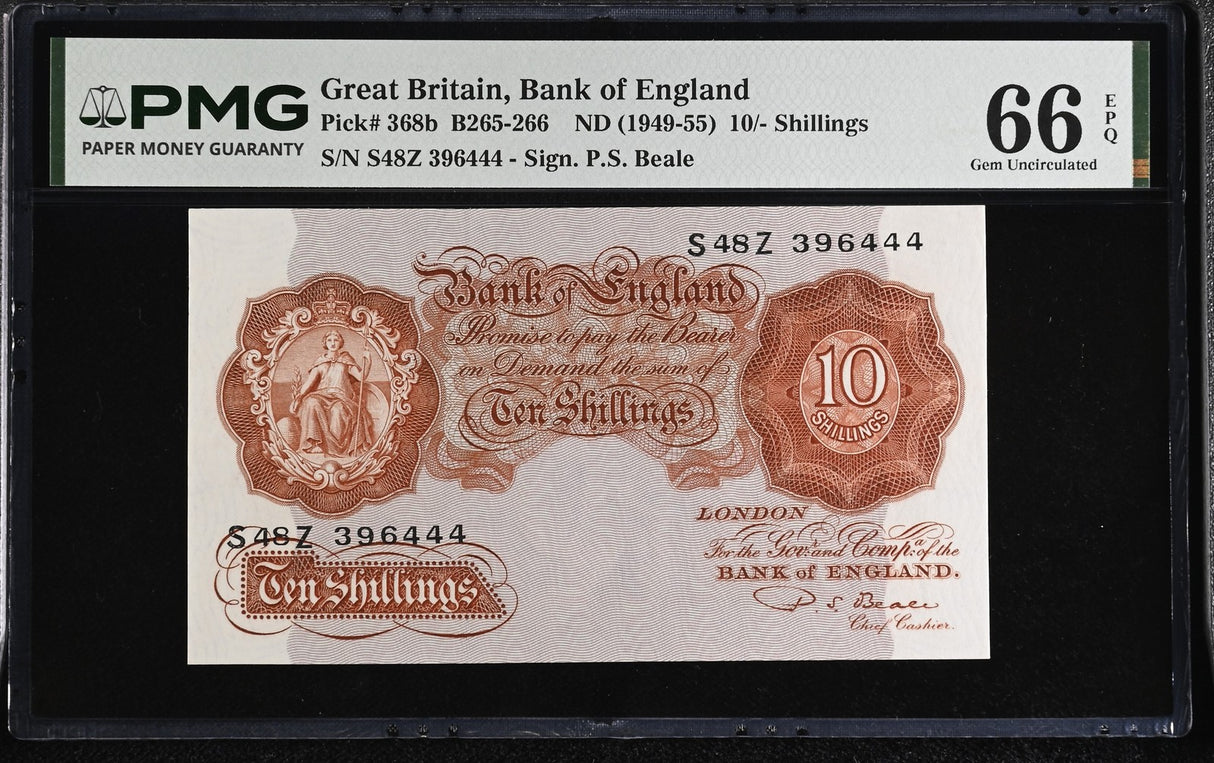 Great Britain 10 Shillings ND 1949-1955 P 368 b P.S. Beale Gem UNC PMG 66 EPQ