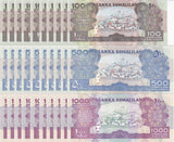 Somaliland SET 3 x Lot 10 = 30 UNC 100 500 1000 Shillings Random Date P 5 6 20