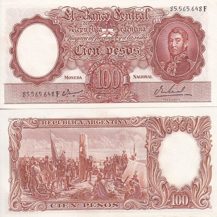 Argentina 100 Pesos ND 1967-1969 P 277 AU-UNC General Jose de San Martín