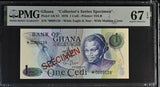 Ghana 1 Cedi 1976 P 13CS1 Specimen Superb Gem UNC PMG 67 EPQ