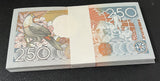 Suriname 250 Gulden 1988 P 134 UNC Lot 100 Pcs 1 Bundle