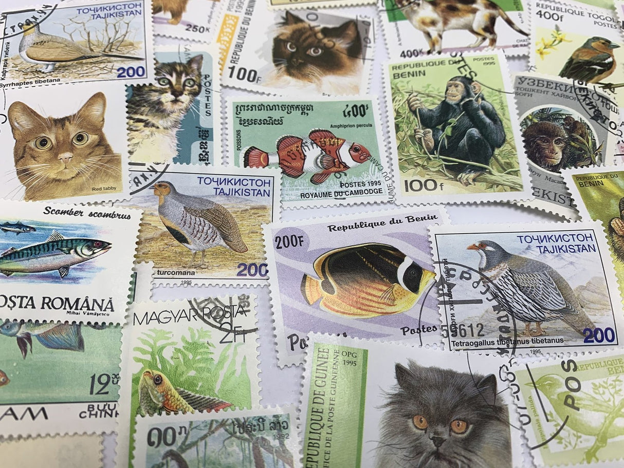 World Collectible Wildlife Set 50 Piece Collection of World Stamps