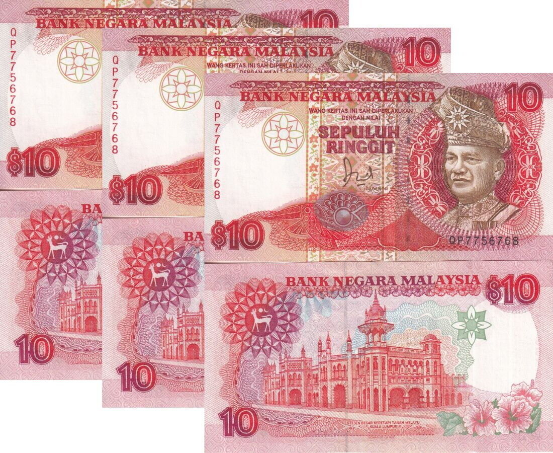 Malaysia 10 Ringgit ND 1989 P 29 UNC LOT 3 PCS