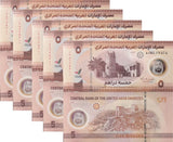UAE United Arab Emirates 5 Dirhams 2024 P 36 Polymer UNC LOT 5 PCS