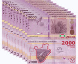 Burundi 2000 Francs 2023 P 52 New Sign UNC LOT 10 PCS