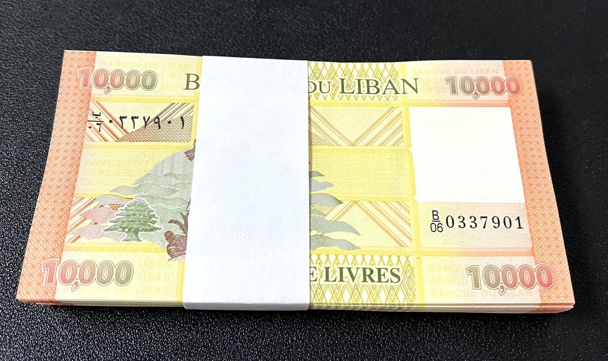 Lebanon 10000 Livres 2014 P 92 b UNC LOT 100 PCS 1 BUNDLE